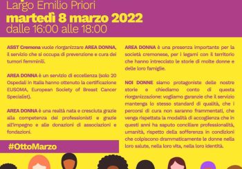 8 MARZO 2022 PRESIDIO AREA DONNA – presso Ospedale di Cremona